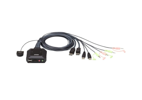 Aten 2 Port USB 2.0 DisplayPort Cable KVM Switch with Audio. Support 2560x1600@60Hz, DP 1.1. DP++ ATEN