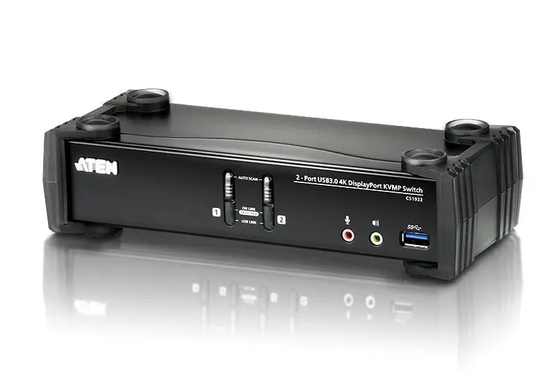 Aten 2 Port USB 3.0 4K DisplayPort KVMP Switch, supports up to 4096 Ã— 2160 @ 60Hz, DP 1.2, 2 DisplayPort, 2 USB and 4 Audio cables included ATEN