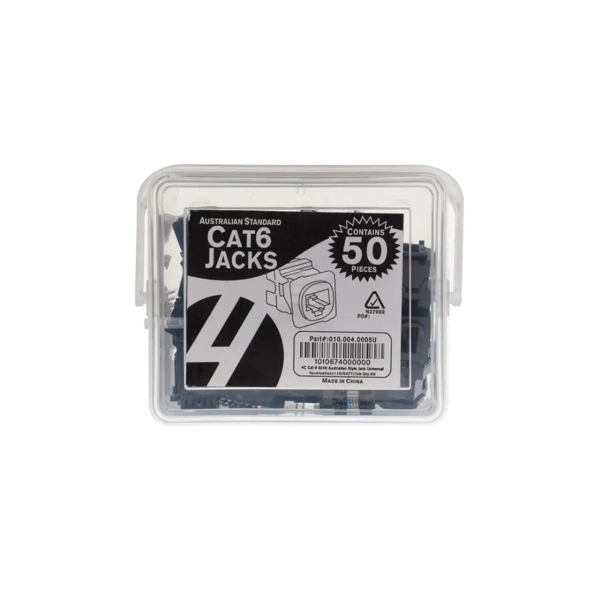 Australian Style Cat 6 RJ45 Jack. Universal Termination. 50 pack. Black Deals499