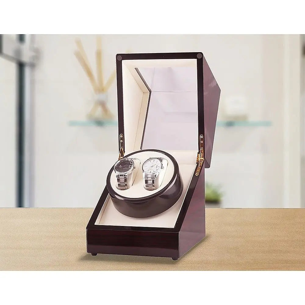 Automatic Dual Watch Winder Wood Display Box Case Motor Rotation Storage Deals499