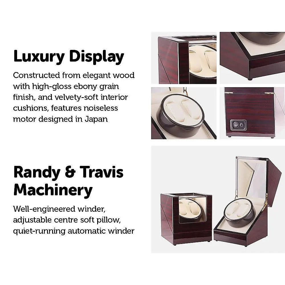 Automatic Dual Watch Winder Wood Display Box Case Motor Rotation Storage Deals499