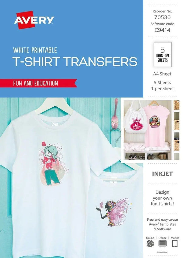 Avery Inspired T-Shirt Transfer - clear transfer sheets - 5 sheet(s) AVERY