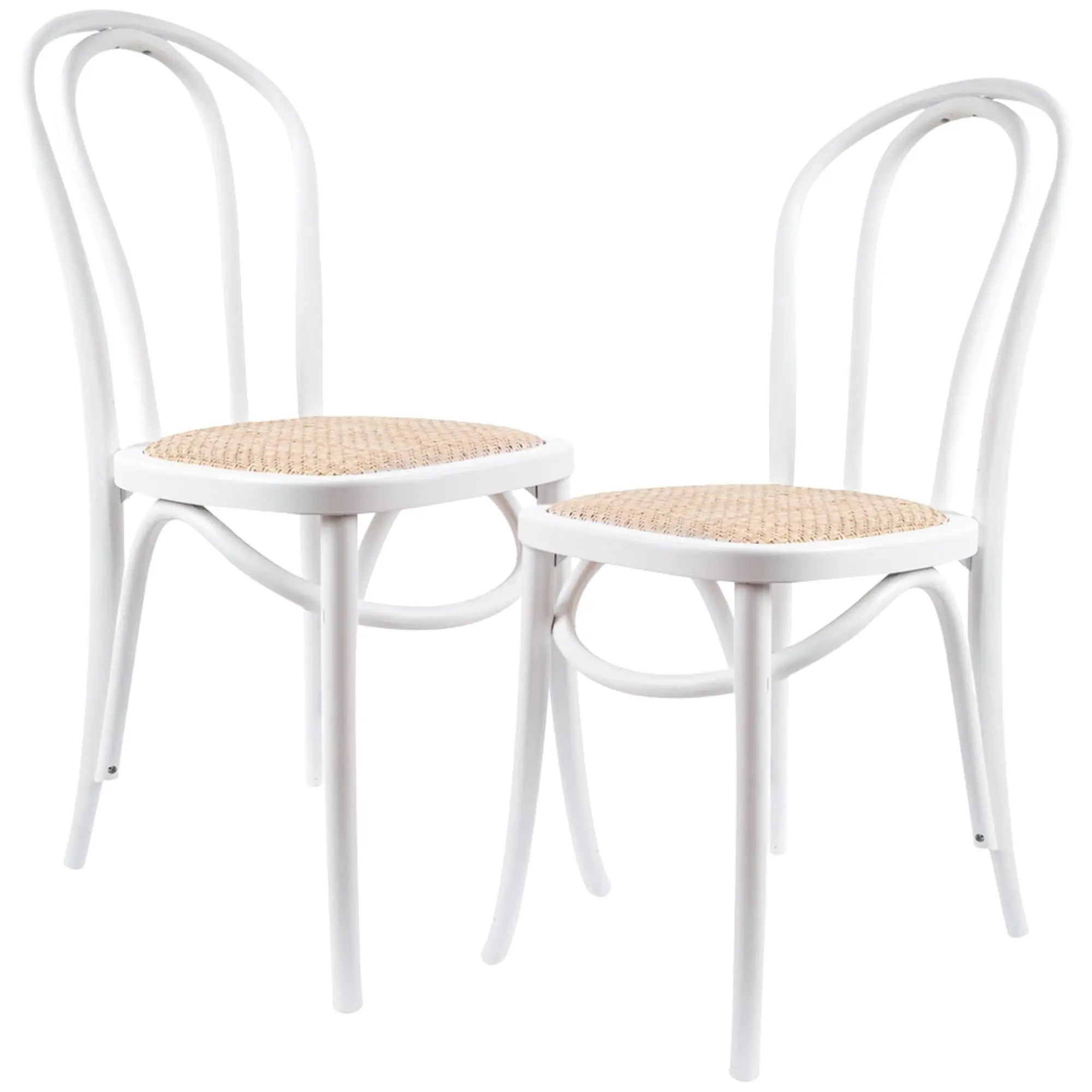 Azalea Arched Back Dining Chair 2 Set Solid Elm Timber Wood Rattan Seat - White Deals499