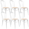 Azalea Arched Back Dining Chair 6 Set Solid Elm Timber Wood Rattan Seat - White Deals499