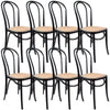 Azalea Arched Back Dining Chair 8 Set Solid Elm Timber Wood Rattan Seat - Black Deals499