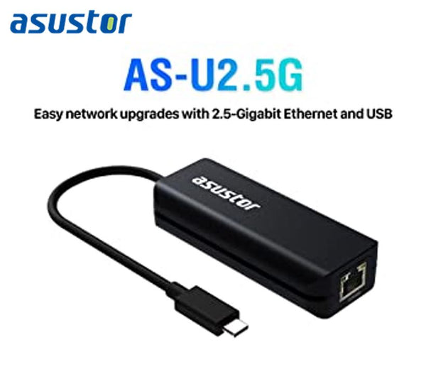 ASUSTOR USB-C 2.5G Ethernet Adapter - Easy Network Upgrade a NAS Laptop Desktop to 2.5xGbE 100Mbs via USB-C for Windows Mac Linux ADM ASUSTOR