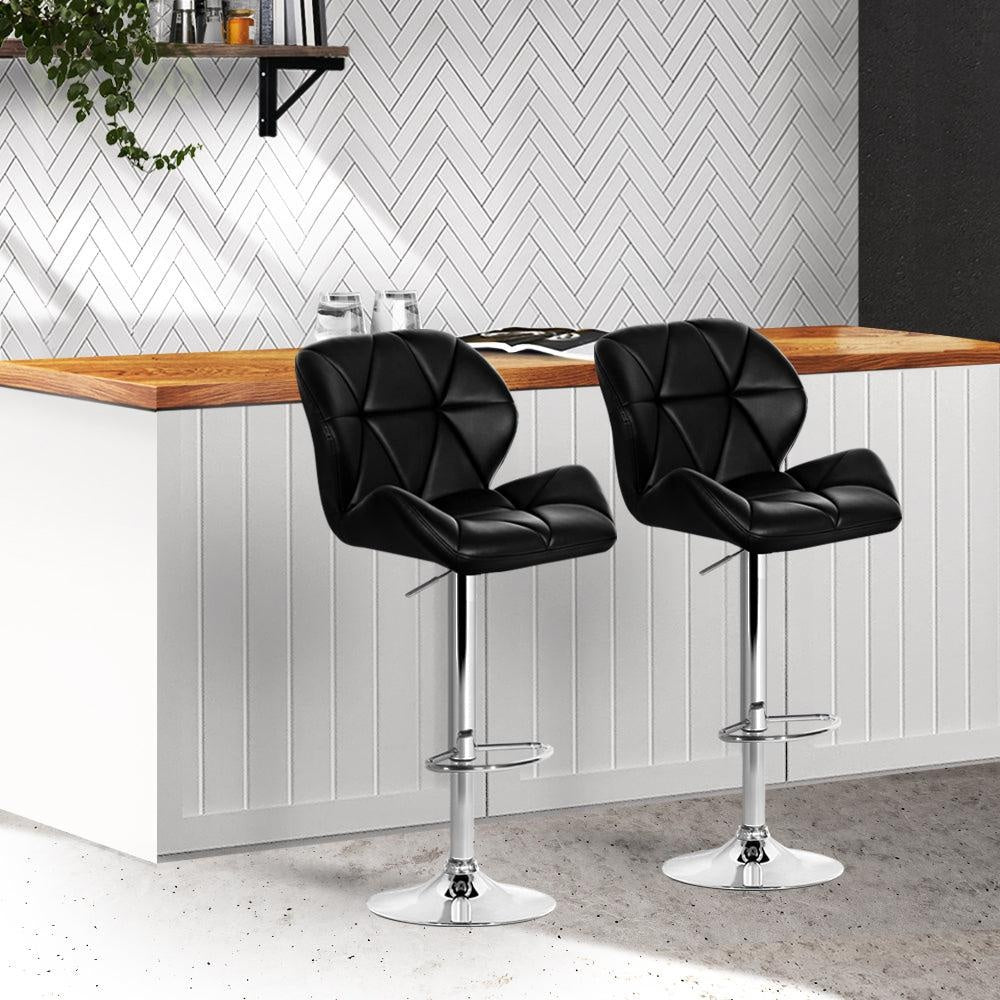 Artiss Set of 2 Kitchen Bar Stools - Black and Chrome Deals499