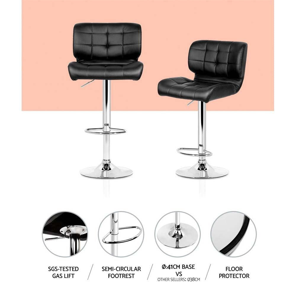 Artiss Set of 4 PU Leather Gas Lift Bar Stools - Black and Chrome Deals499