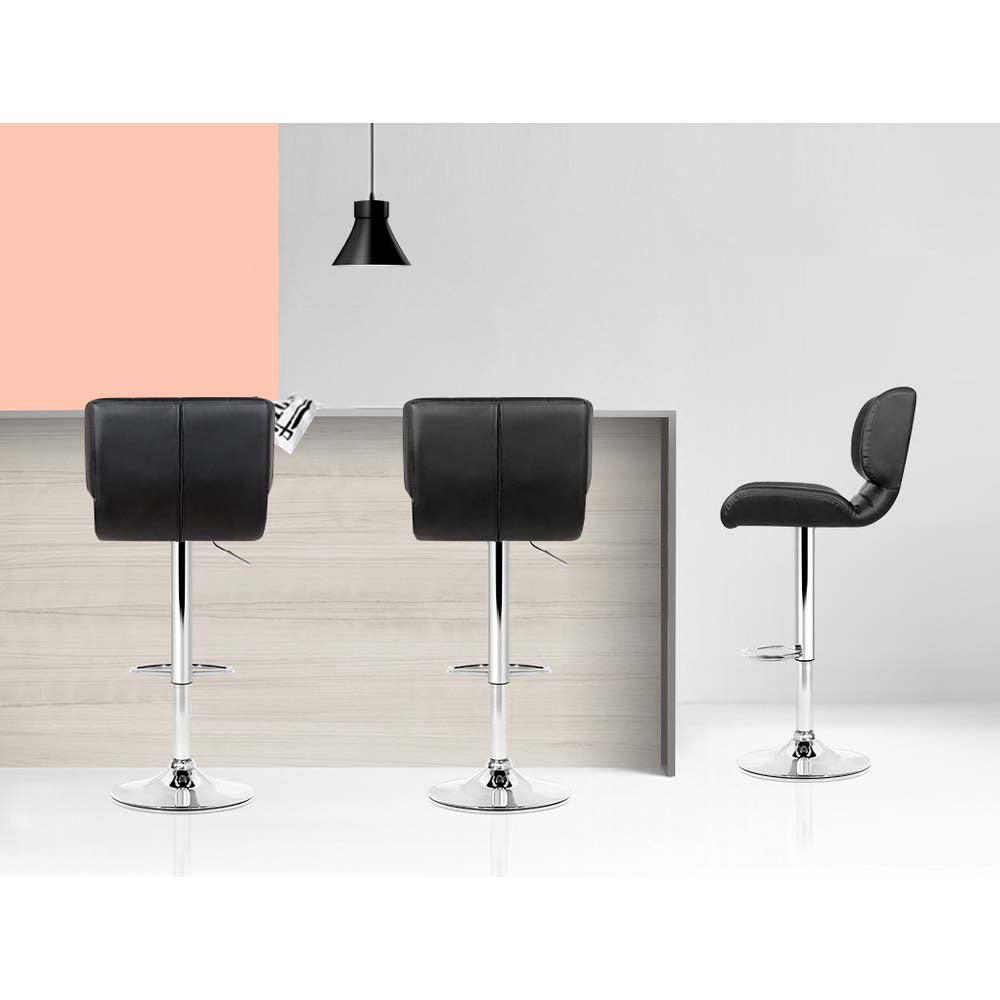 Artiss Set of 4 PU Leather Gas Lift Bar Stools - Black and Chrome Deals499