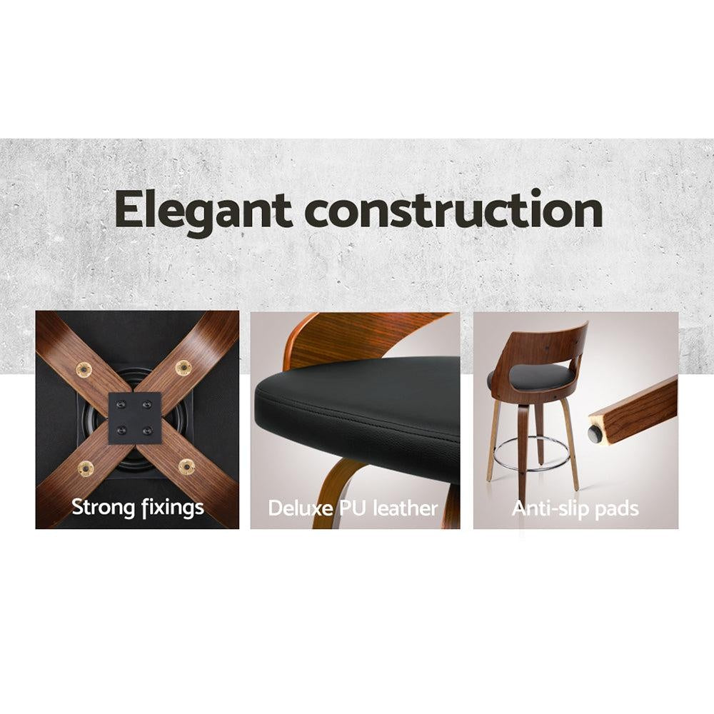 Artiss Set of 4 Wooden Bar Stools PU Leather - Black and Wood Deals499