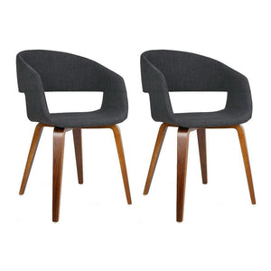 Artiss Set of 2 Timber Wood and Fabric Dining Chairs - Charcoal Deals499