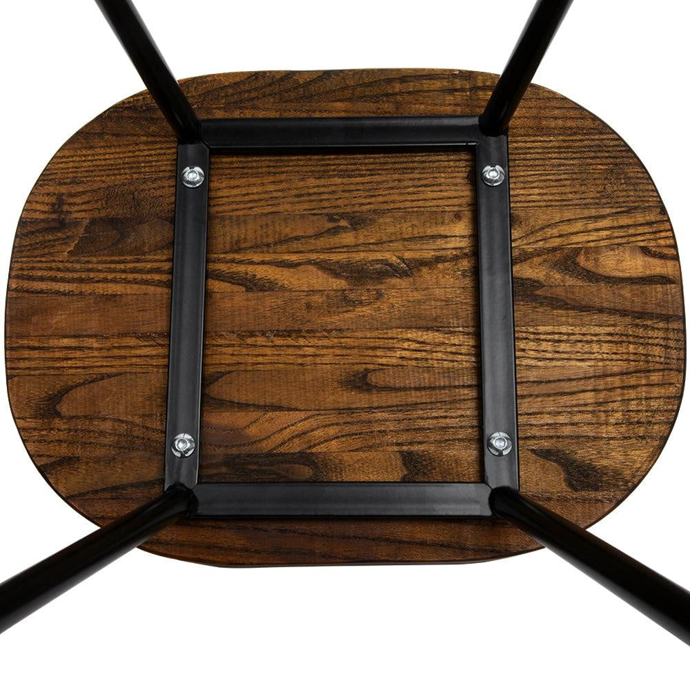 Artiss Set of 2 Elm Wood Backless Bar Stools 65cm - Black and Dark Natural Deals499
