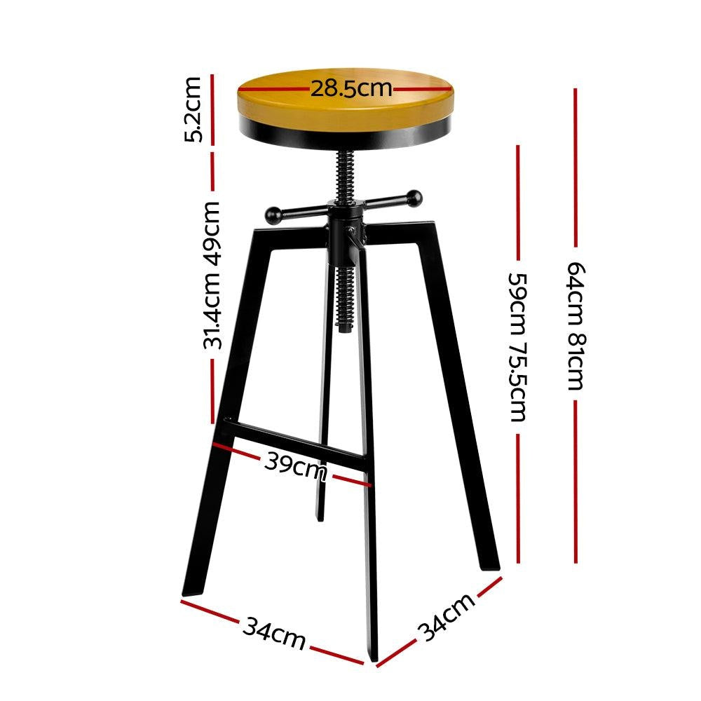 Artiss Adjustable Height Swivel Bar Stool - Black and Wood Deals499