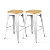 Artiss Set of 2 Metal and Bamboo Bar Stools - White Deals499