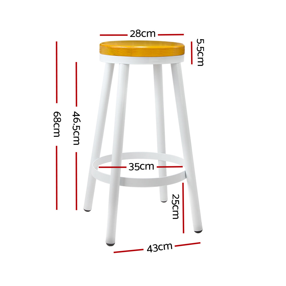 Artiss Set of 2 Wooden Stackable Bar Stools - White and Wood Deals499