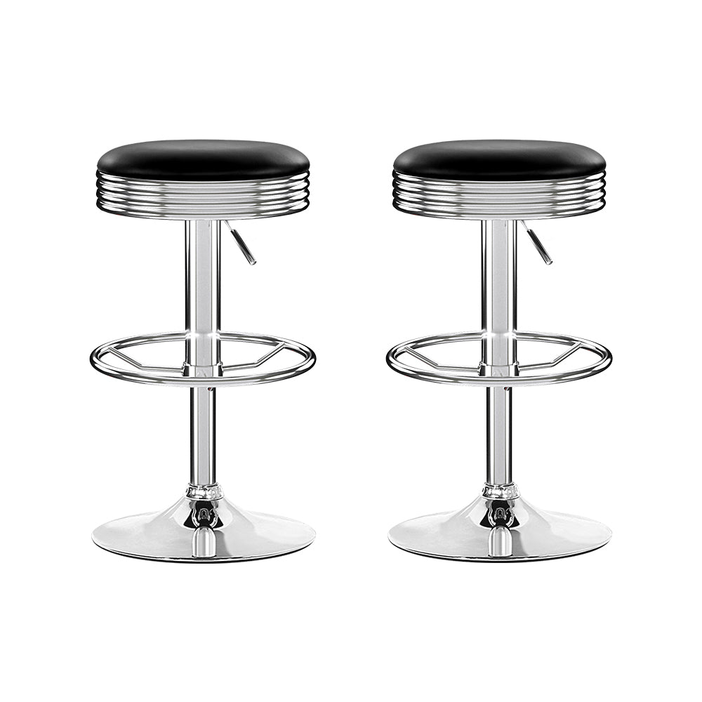 Artiss Set of 2 Backless PU Leather Bar Stools - Black and Chrome Deals499