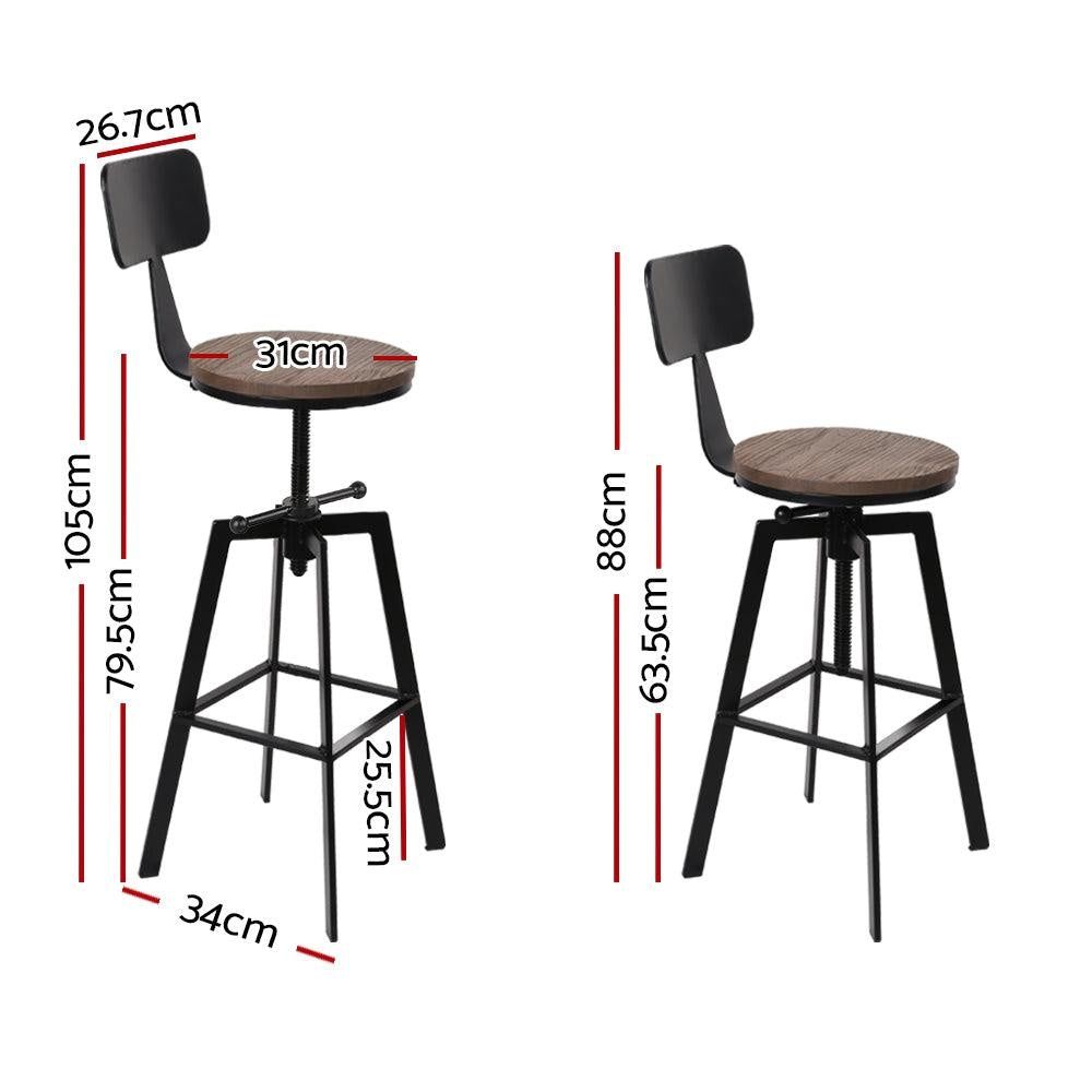 Artiss Rustic Industrial Style Metal Bar Stool - Black and Wood Deals499