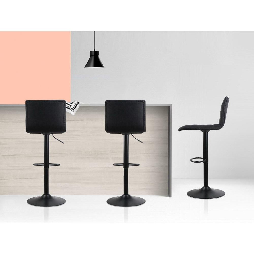 Artiss Set of 4 Faux Linen Bar Stools - Black Deals499