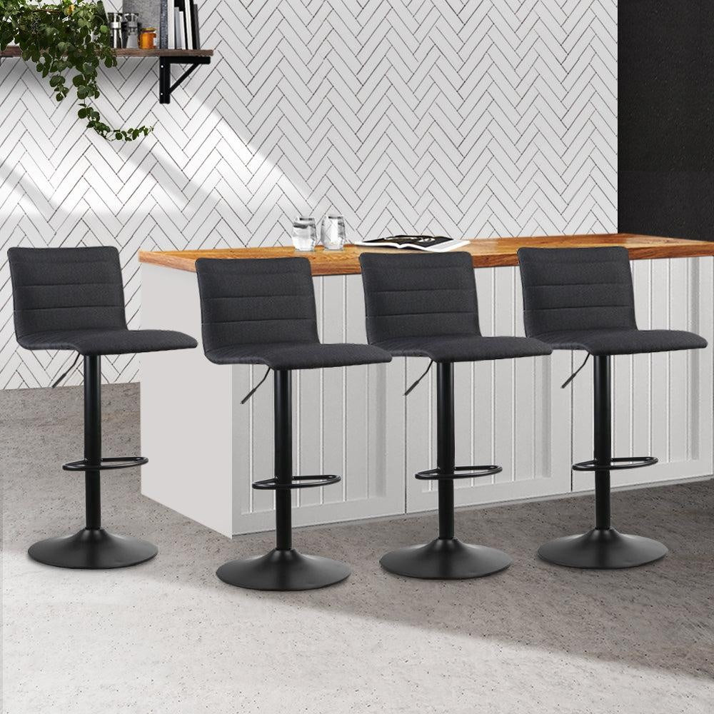 Artiss Set of 4 Faux Linen Bar Stools - Black Deals499