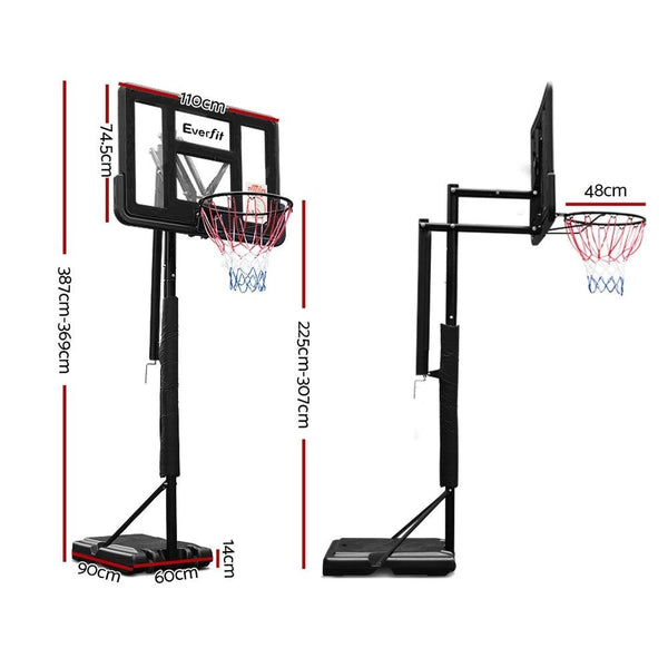 Everfit 3.05M Basketball Hoop Stand System Ring Portable Net Height Adjustable Black Deals499