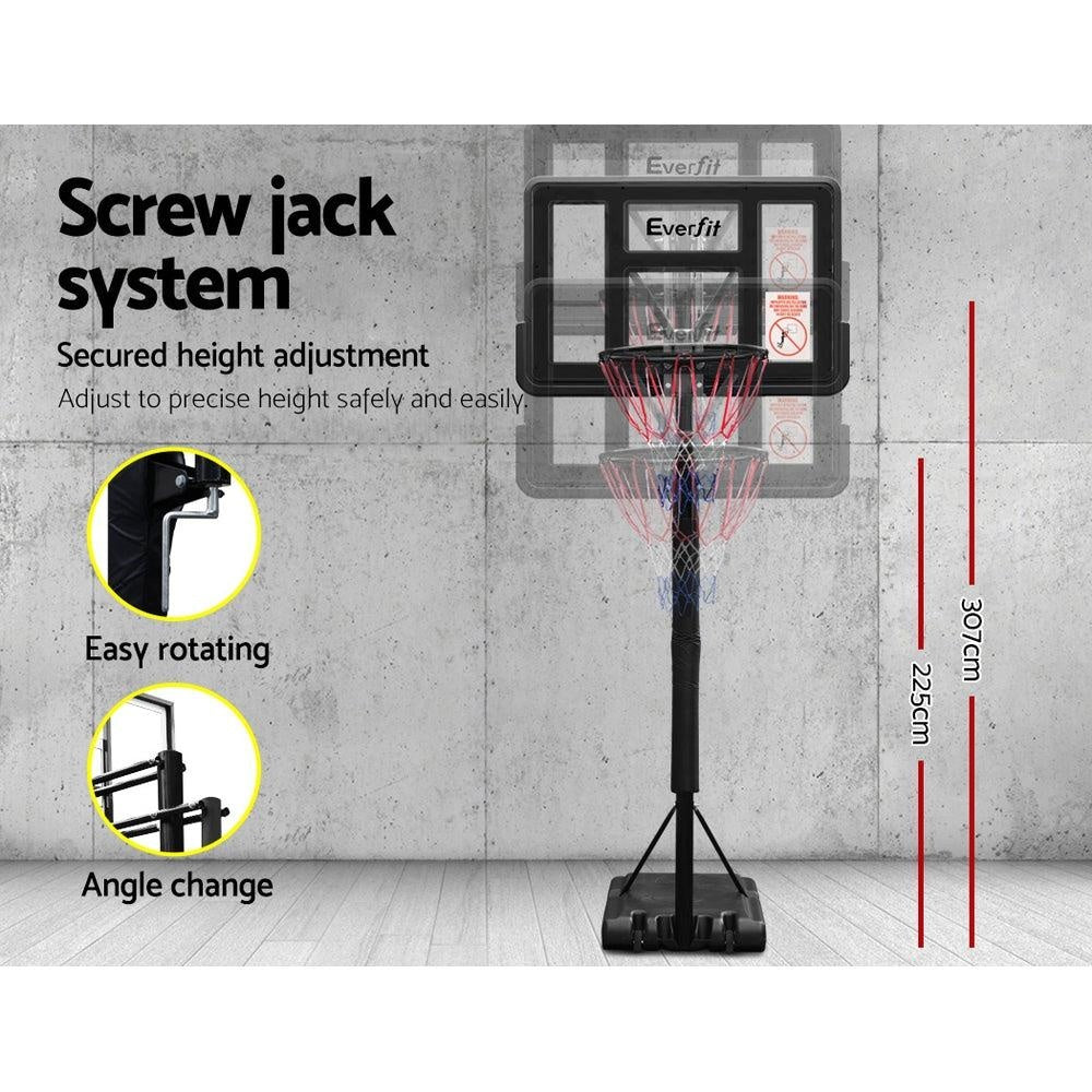 Everfit 3.05M Basketball Hoop Stand System Ring Portable Net Height Adjustable Black Deals499