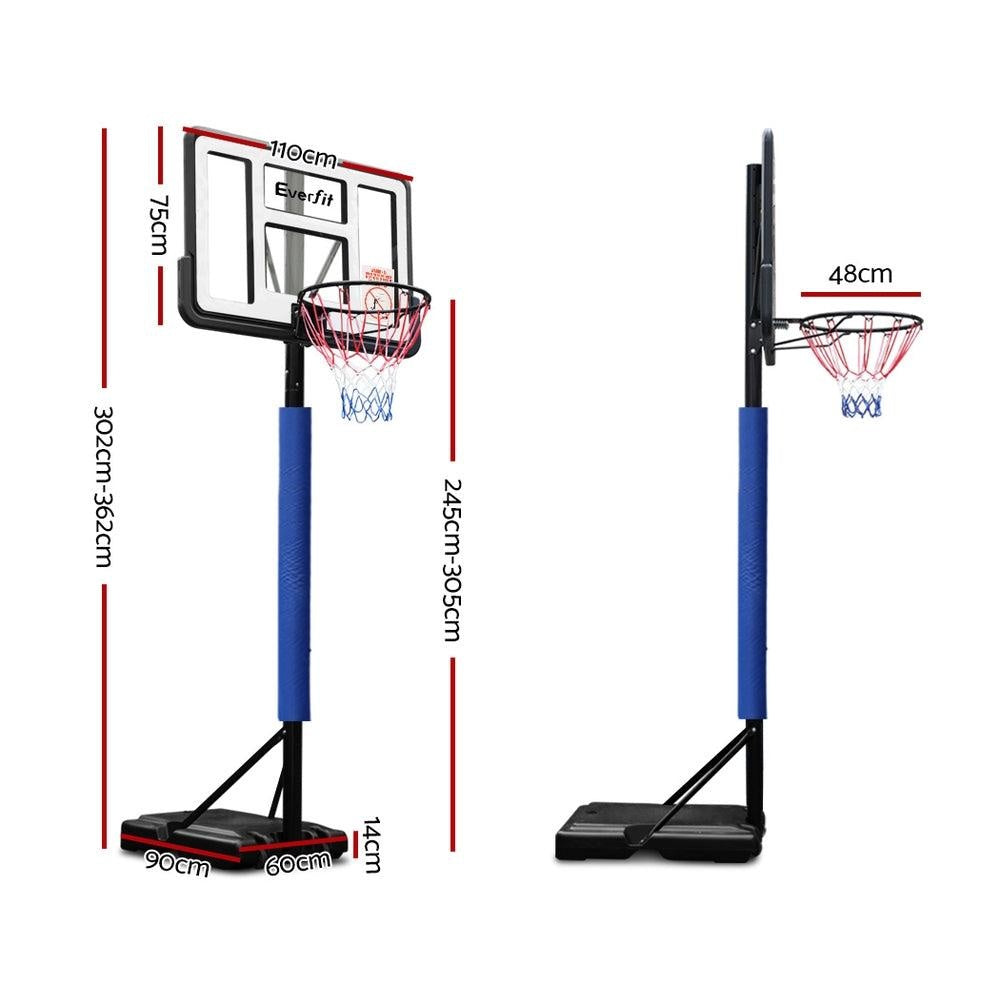 Everfit 3.05M Basketball Hoop Stand System Ring Portable Net Height Adjustable Blue Deals499