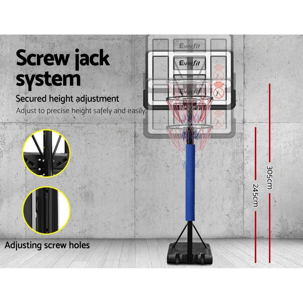 Everfit 3.05M Basketball Hoop Stand System Ring Portable Net Height Adjustable Blue Deals499