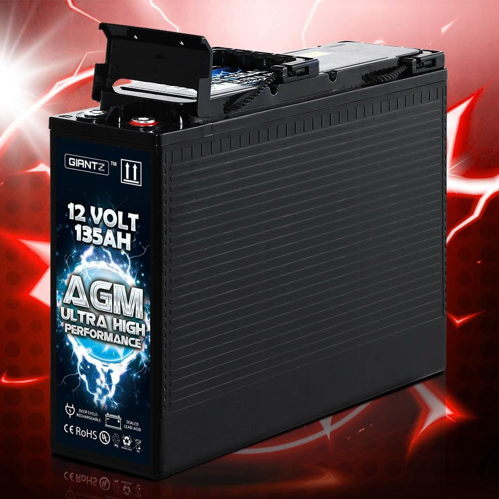 Giantz AGM Deep Cycle Battery 12V 135Ah Portable 4WD Sealed Marine Solar Slim Deals499