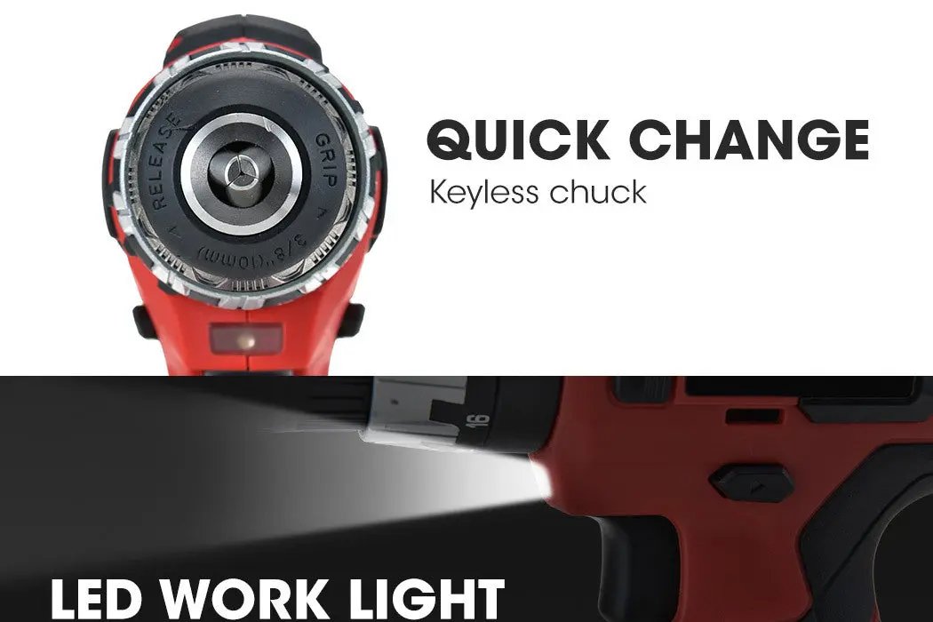 BAUMR-AG 20V Cordless Power Drill Kit Lithium Battery Hammer Drilling with Bag Deals499