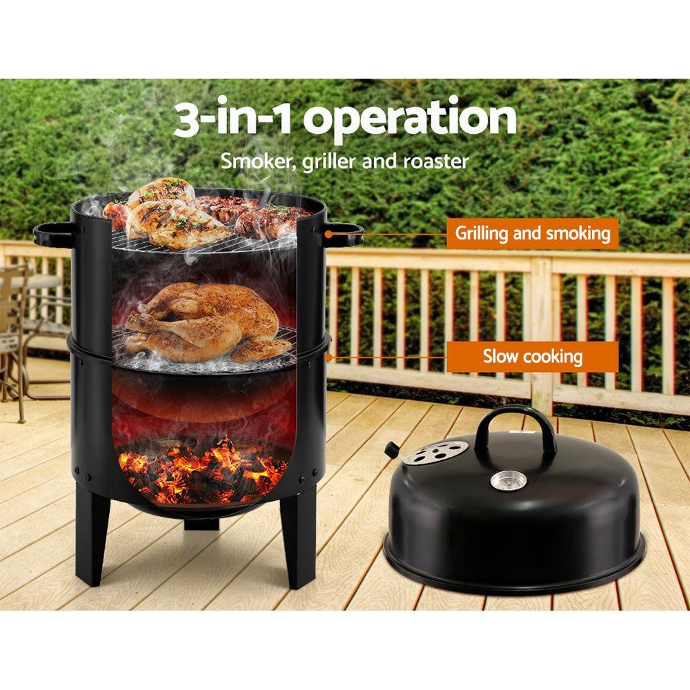 Grillz 3-in-1 Charcoal BBQ Smoker - Black Deals499