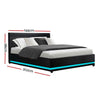 Artiss Lumi LED Bed Frame PU Leather Gas Lift Storage - Black Double Deals499