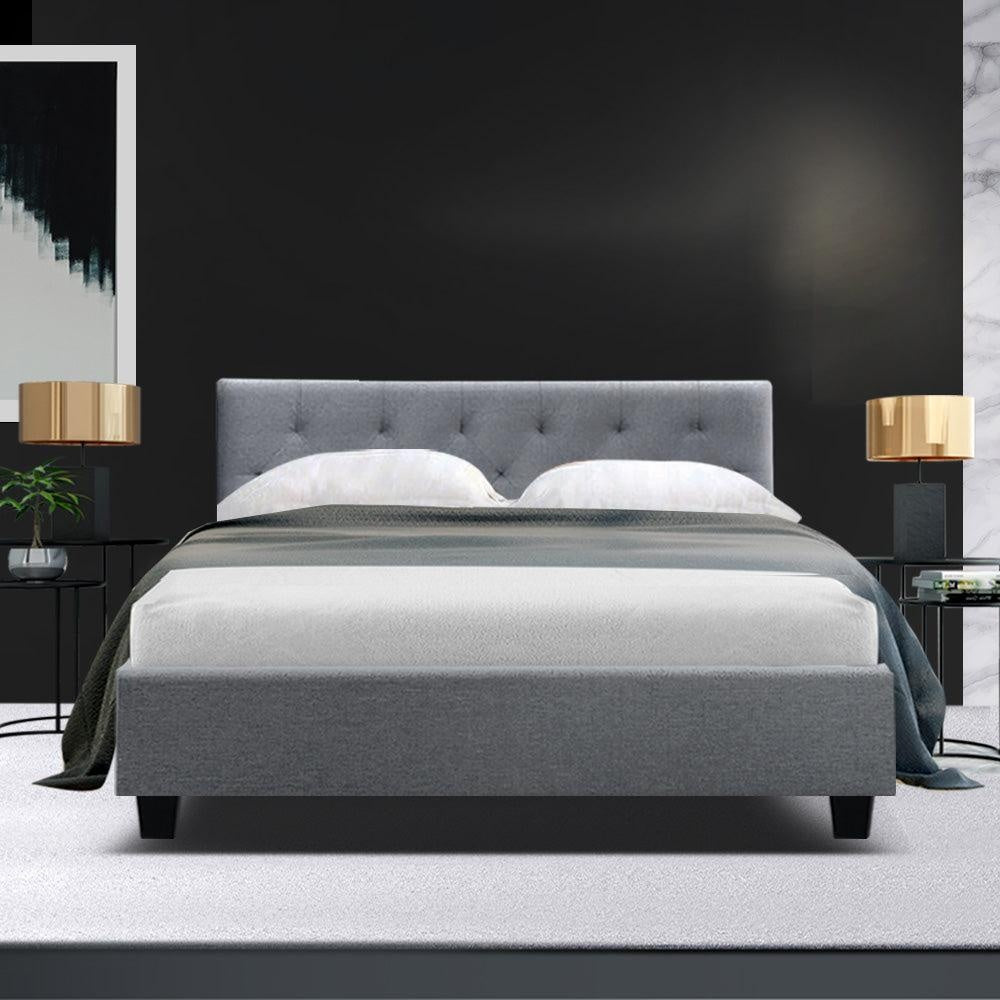 Artiss Vanke Bed Frame Fabric- Grey Double Deals499