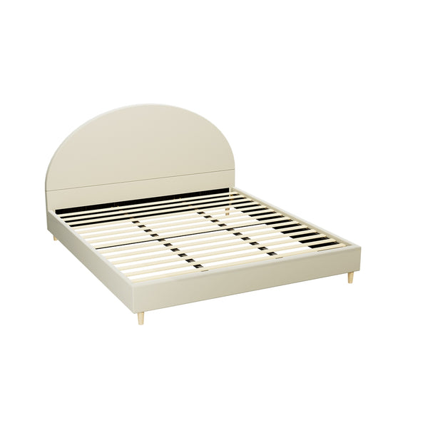 Artiss Bed Frame King Size Bed Base w Arched Headboard Velvet Fabric Cream from Deals499 at Deals499