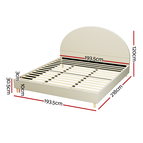 Artiss Bed Frame King Size Bed Base w Arched Headboard Velvet Fabric Cream from Deals499 at Deals499