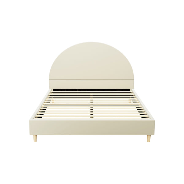 Artiss Bed Frame Queen Size Bed Base w Arched Headboard Velvet Fabric Cream from Deals499 at Deals499