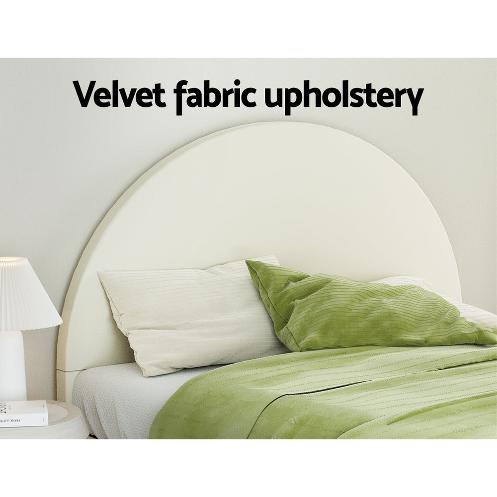 Artiss Bed Frame Queen Size Bed Base w Arched Headboard Velvet Fabric Cream from Deals499 at Deals499