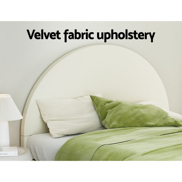 Artiss Bed Frame Queen Size Bed Base w Arched Headboard Velvet Fabric Cream from Deals499 at Deals499