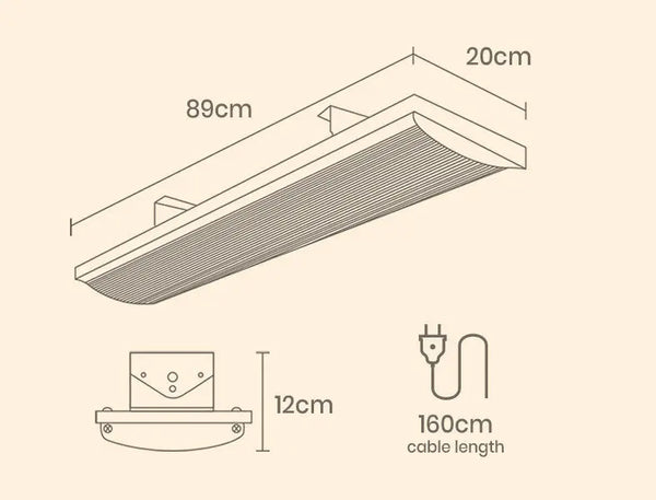BIO 1800W Outdoor Strip Heater Electric Radiant Panel Bar Wall Ceiling Mounted Deals499