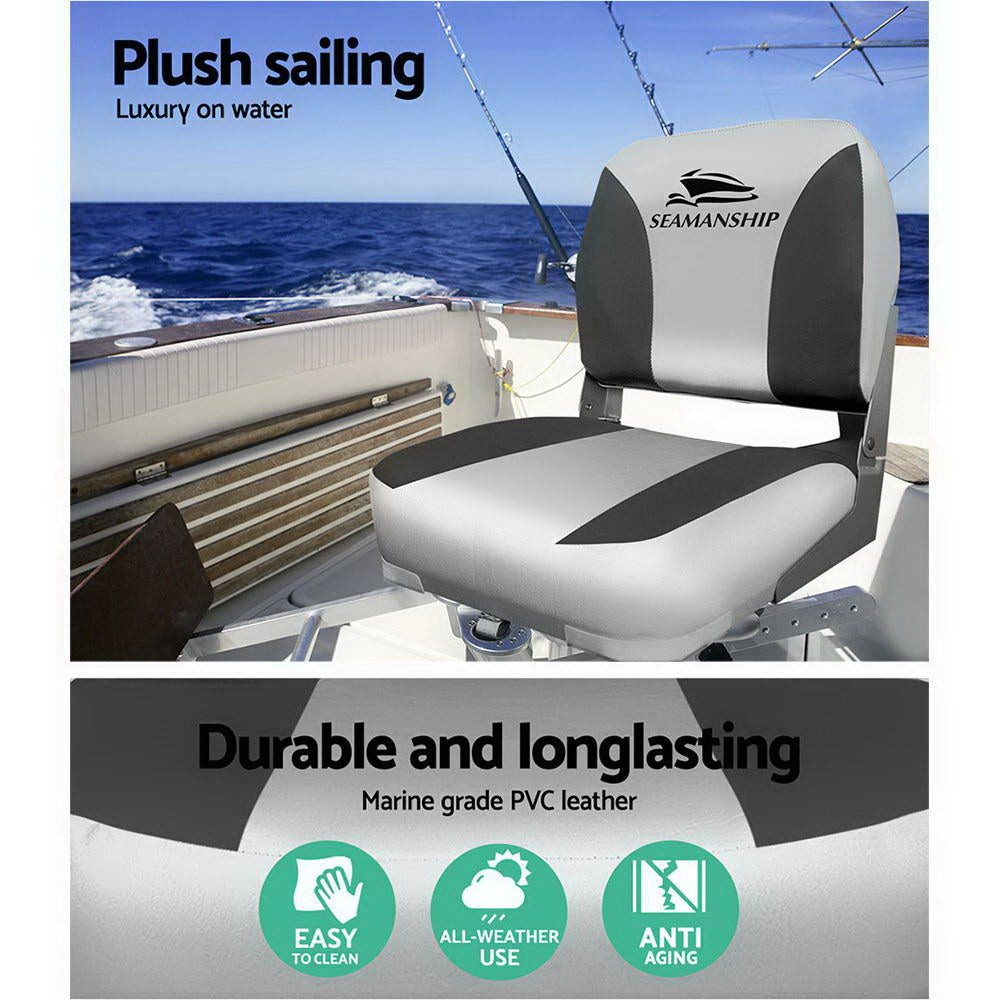 Seamanship Set of 2 Folding Swivel Boat Seats - Grey Deals499