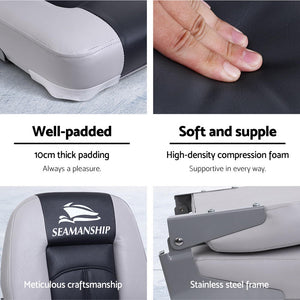 Seamanship Set of 2 Folding Boat Seats Seat Marine Seating Set Swivels All Weather Charcoal & Grey Deals499