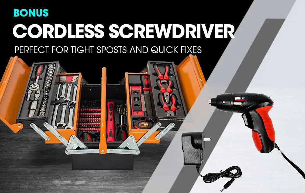 BULLET 118pc Tool Kit Box Set Metal Spanner Organizer Toolbox Household Socket Deals499