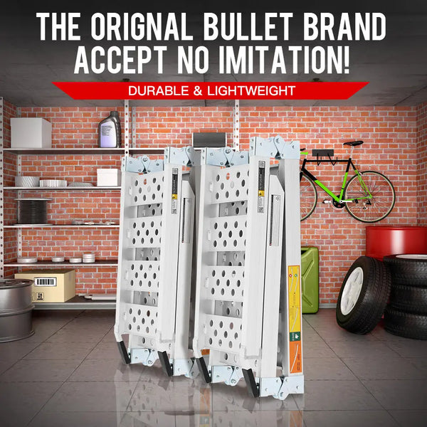 BULLET 2 x 2M Loading Ramp Aluminium Folding ATV Quad Bike Golf Buggy Pair Ramps Deals499