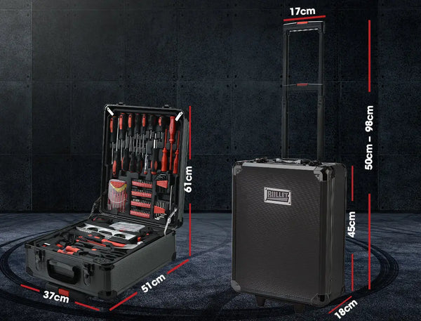 BULLET 925PC Tool Box On Wheels Kit Trolley Mobile Handle Set Toolbox Storage Deals499