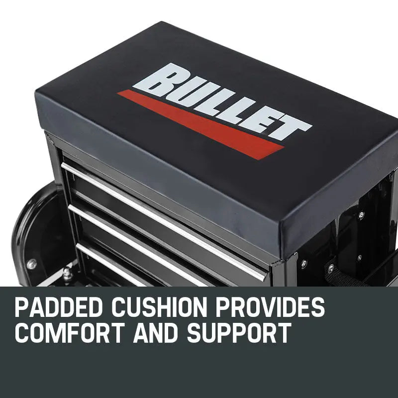 BULLET Rolling Tool Box Stool Mechanic Creeper Toolbox Seat Cushion Garage Tray Deals499