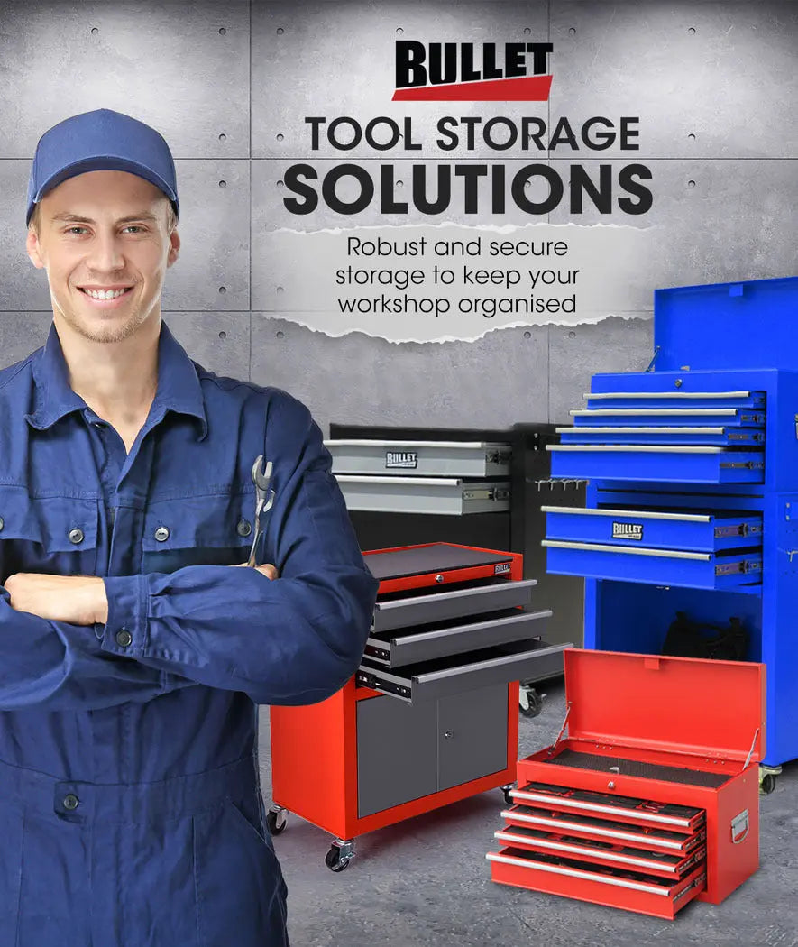 BULLET Tool Chest Cabinet Box Trolley Rolling Wheels Drawer Storage Steel Black Deals499