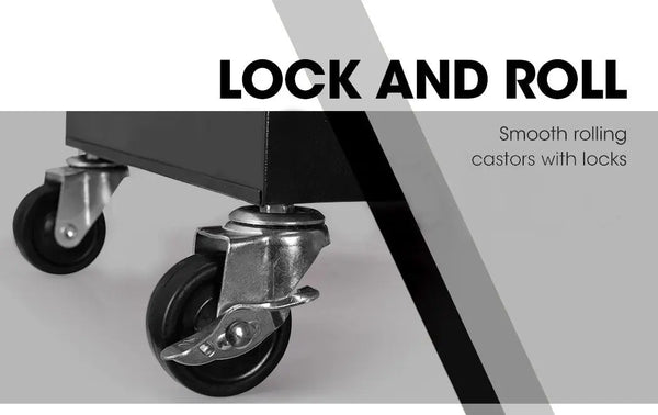 BULLET Tool Chest Cabinet Box Trolley Rolling Wheels Drawer Storage Steel Black Deals499