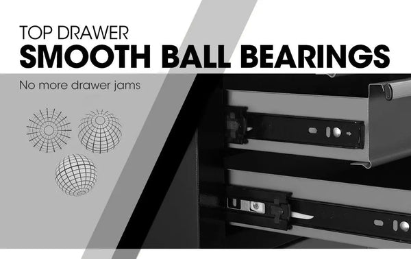 BULLET Tool Chest Cabinet Box Trolley Rolling Wheels Drawer Storage Steel Black Deals499