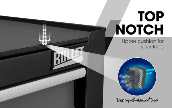 BULLET Tool Chest Cabinet Box Trolley Rolling Wheels Drawer Storage Steel Black Deals499