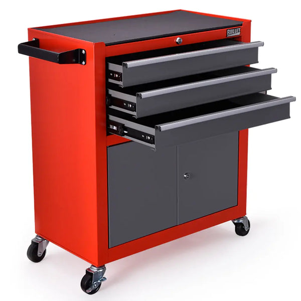 BULLET Tool Chest Cabinet Box Trolley Rolling Wheels Drawer Storage Steel Red Deals499