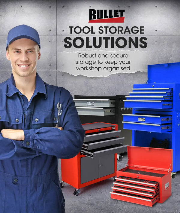 BULLET Tool Chest Cabinet Box Trolley Rolling Wheels Drawer Storage Steel Red Deals499